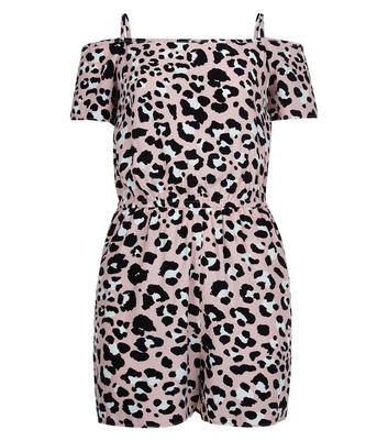 pink leopard print playsuit