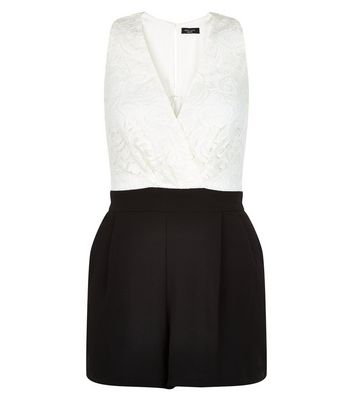 new look black lace playsuit