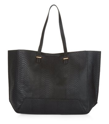 black snakeskin tote bag