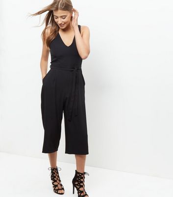 belted culotte jumpsuit