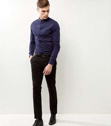 Blue Stretch Slim Fit Long Sleeve Shirt New Look