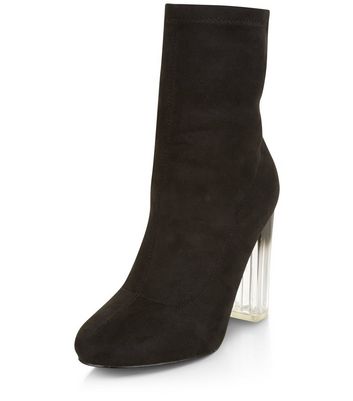 botte chaussette talon transparent