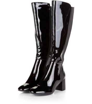 black patent high boots