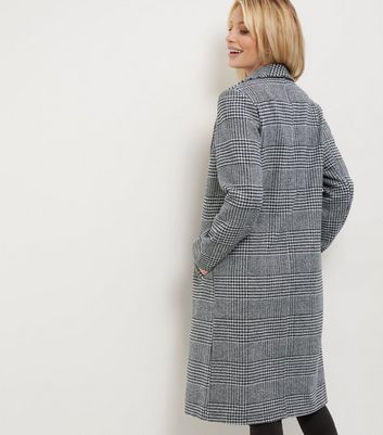 grey check wool coat womens