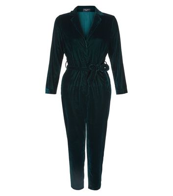 new look green velvet jumpsuit