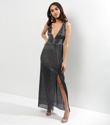 plunging v neck maxi dress