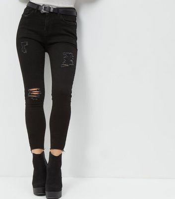womens petite black ripped jeans
