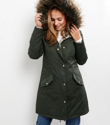 new look faux fur lined parka