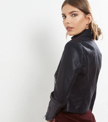 cropped leather jacket new look