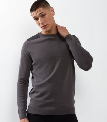 men's jumper with shoulder patches