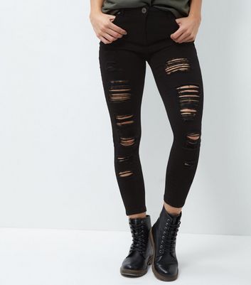 black extreme ripped jeans