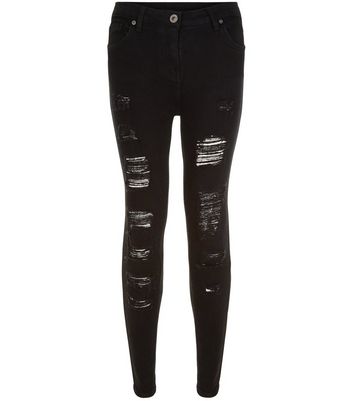 black extreme ripped skinny jeans womens