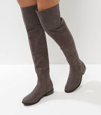 womens grey over the knee boots