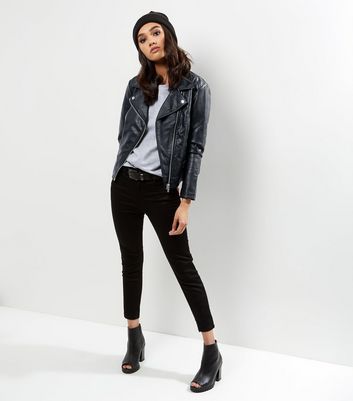petite leather look jacket