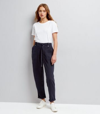 ladies navy slim leg trousers