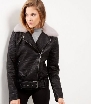 fur trim biker jacket