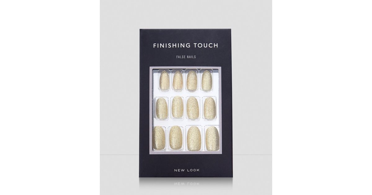 Gold Glitter False Nails New Look