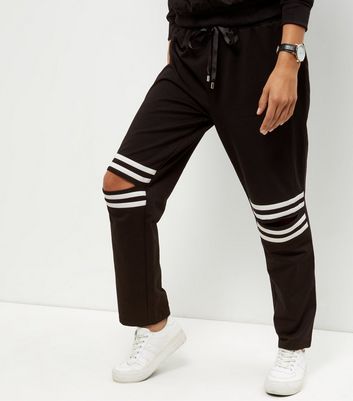 black ripped joggers womens