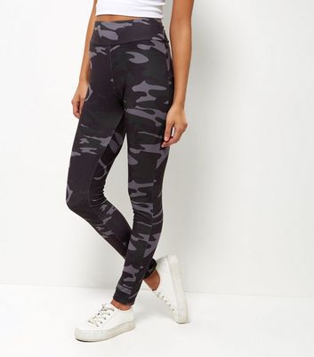 Legging noir imprim camouflage New Look