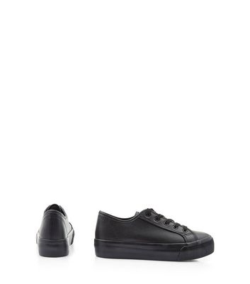 Black Lace Up Platform Trainers | New Look