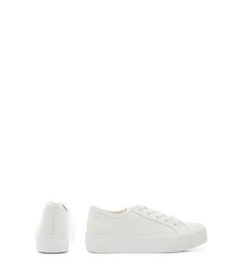 New look cheap white platform trainers