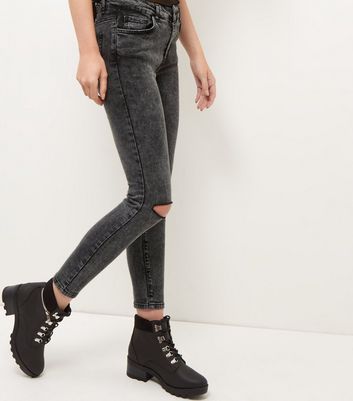 black acid wash ripped jeans