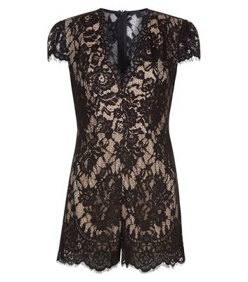 new look black lace playsuit