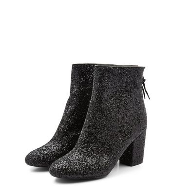 Black boots with glitter heel sale