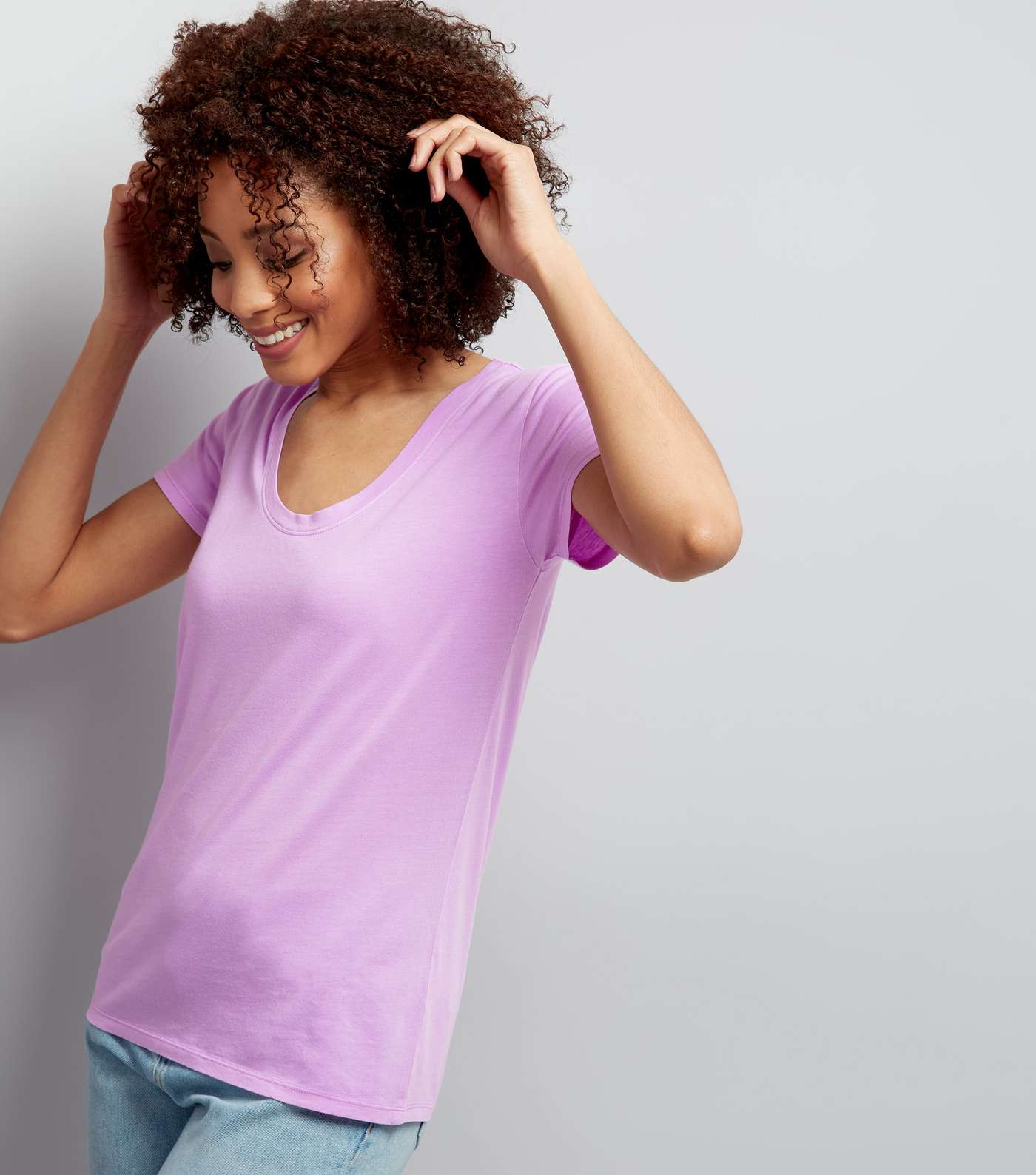Purple Scoop Neck Short Sleeve T-Shirt 