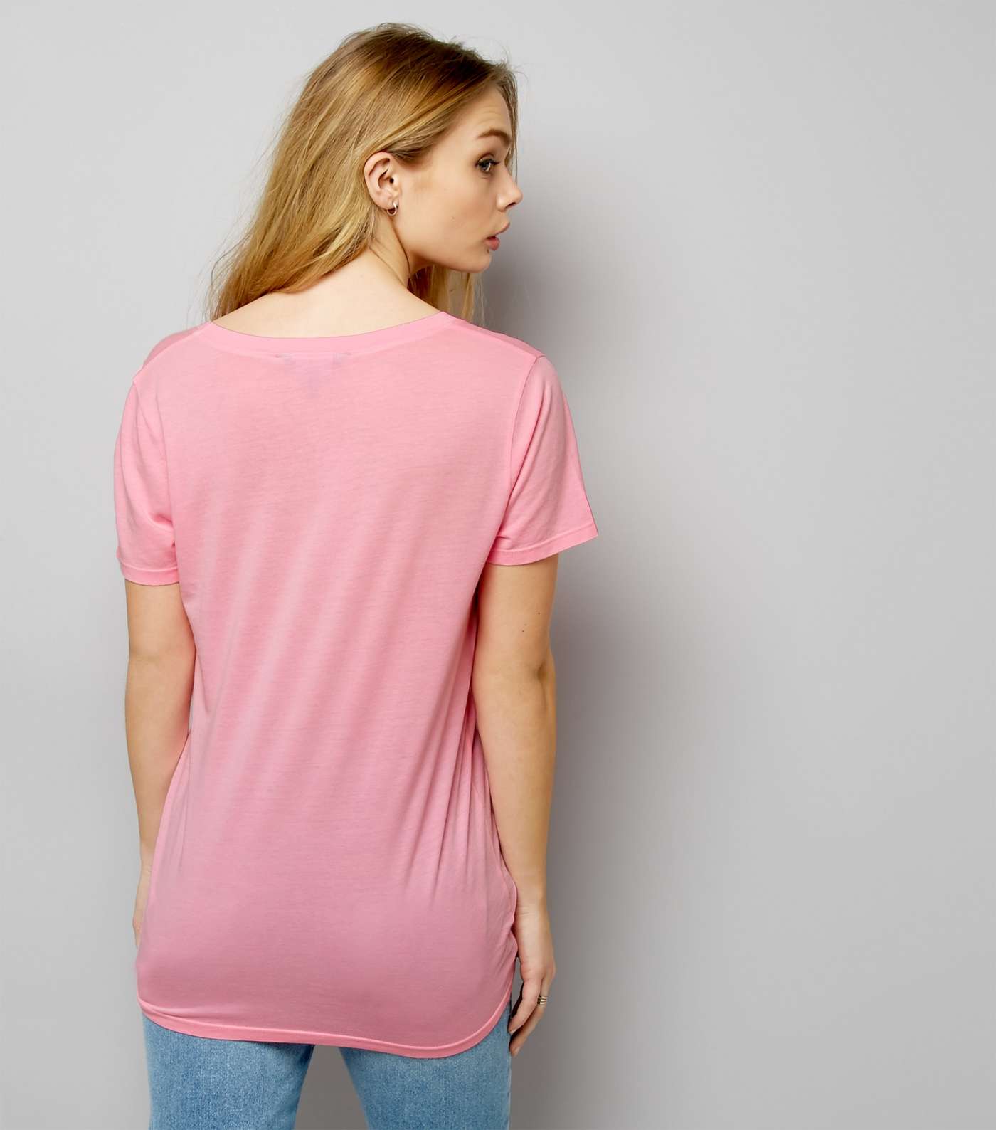 Pink Scoop Neck Short Sleeve T-Shirt  Image 3