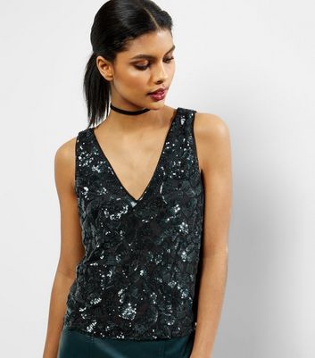 dark green sequin top