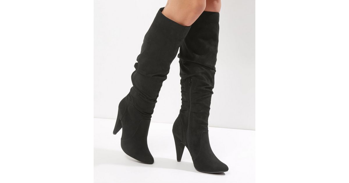 black ruched boots uk