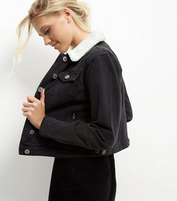 black lined denim jacket womens