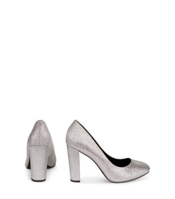 silver court shoes new look