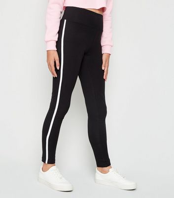 black leggings with stripe down the side