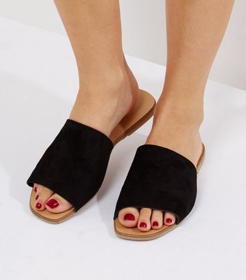 wide fit black mules