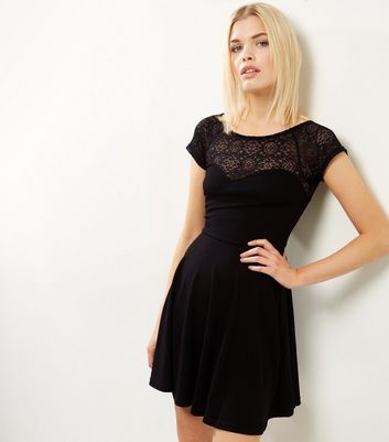 black cap sleeve skater dress