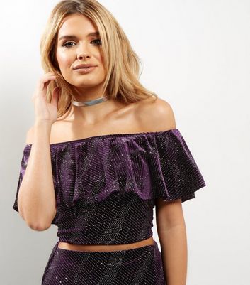 bardot sparkly top