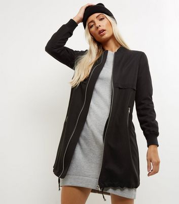 black longline bomber jacket womens
