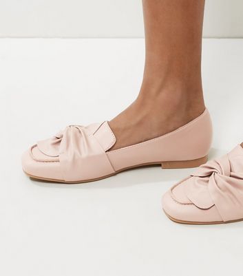 Nude Pink Knot Front Loafers | New Look