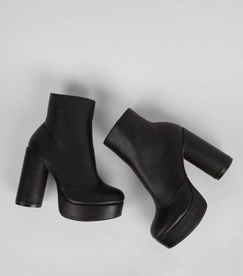 Black Platform Heeled Boots | New Look
