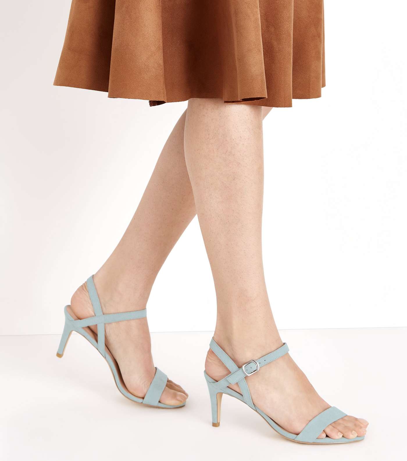 Mint Green Suedette Low Heeled Sandals  Image 2