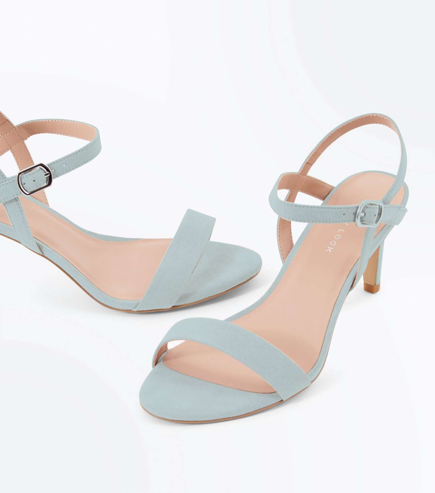 Mint Green Suedette Low Heeled Sandals  Image 4
