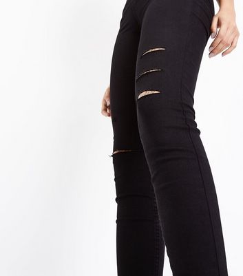 black ripped skinny jeans new look
