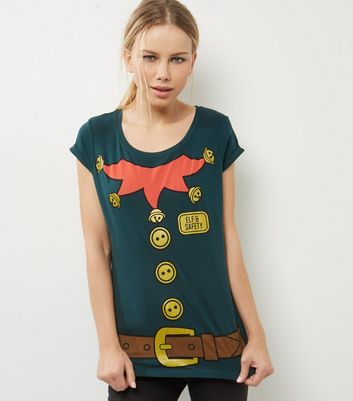 Green Christmas Elf Costume T-shirt 