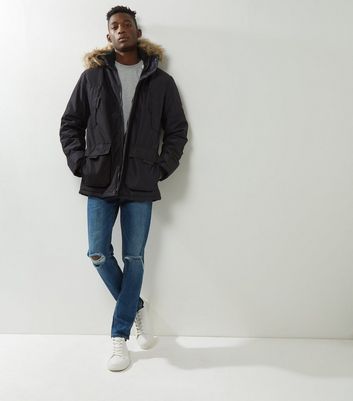 jack & jones parka jacket with faux fur hood
