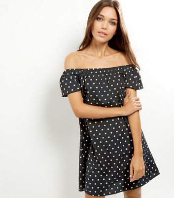 lipsy polka dot bardot dress