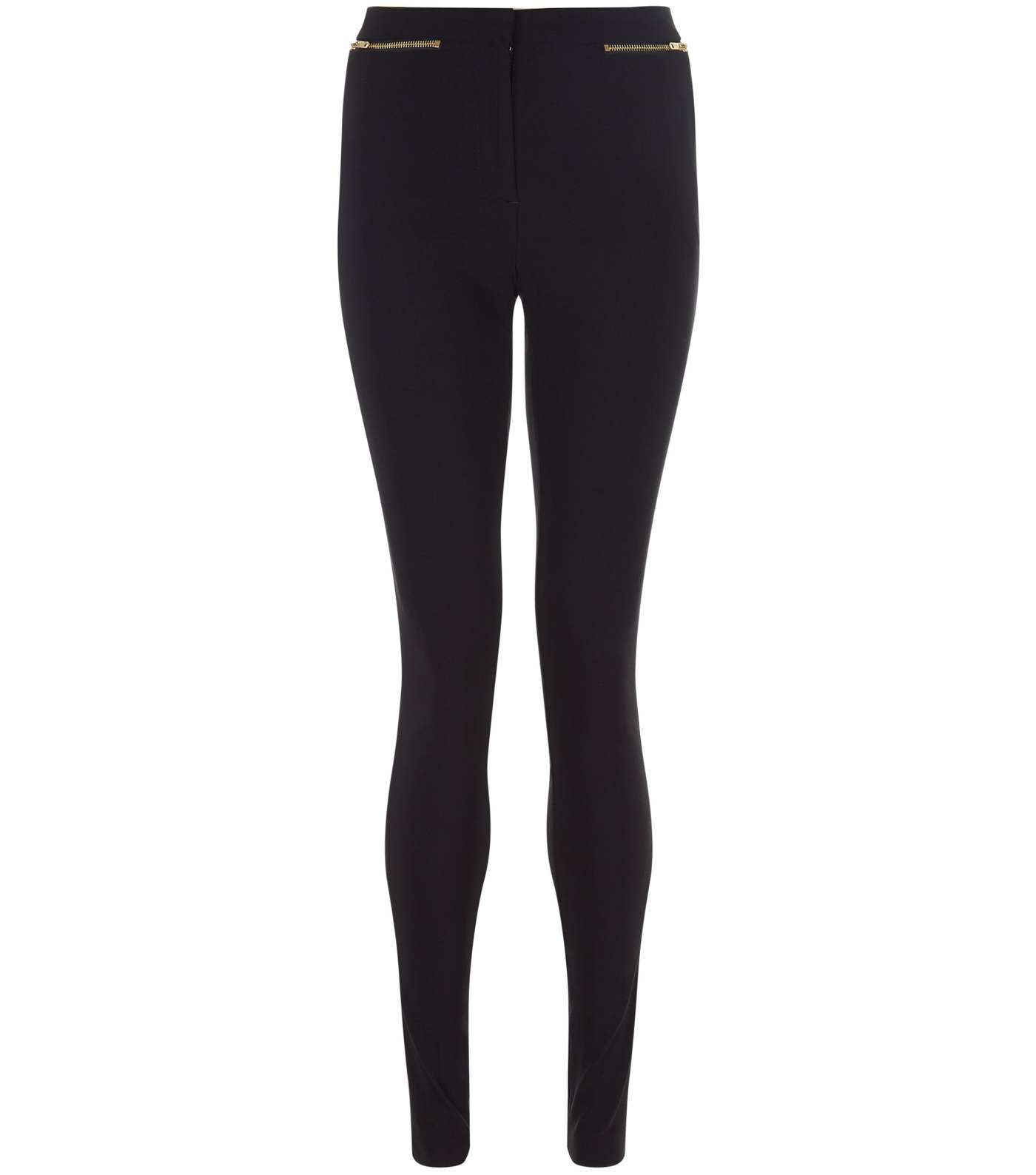 Black Long Length Slim Fit Trousers  Image 4