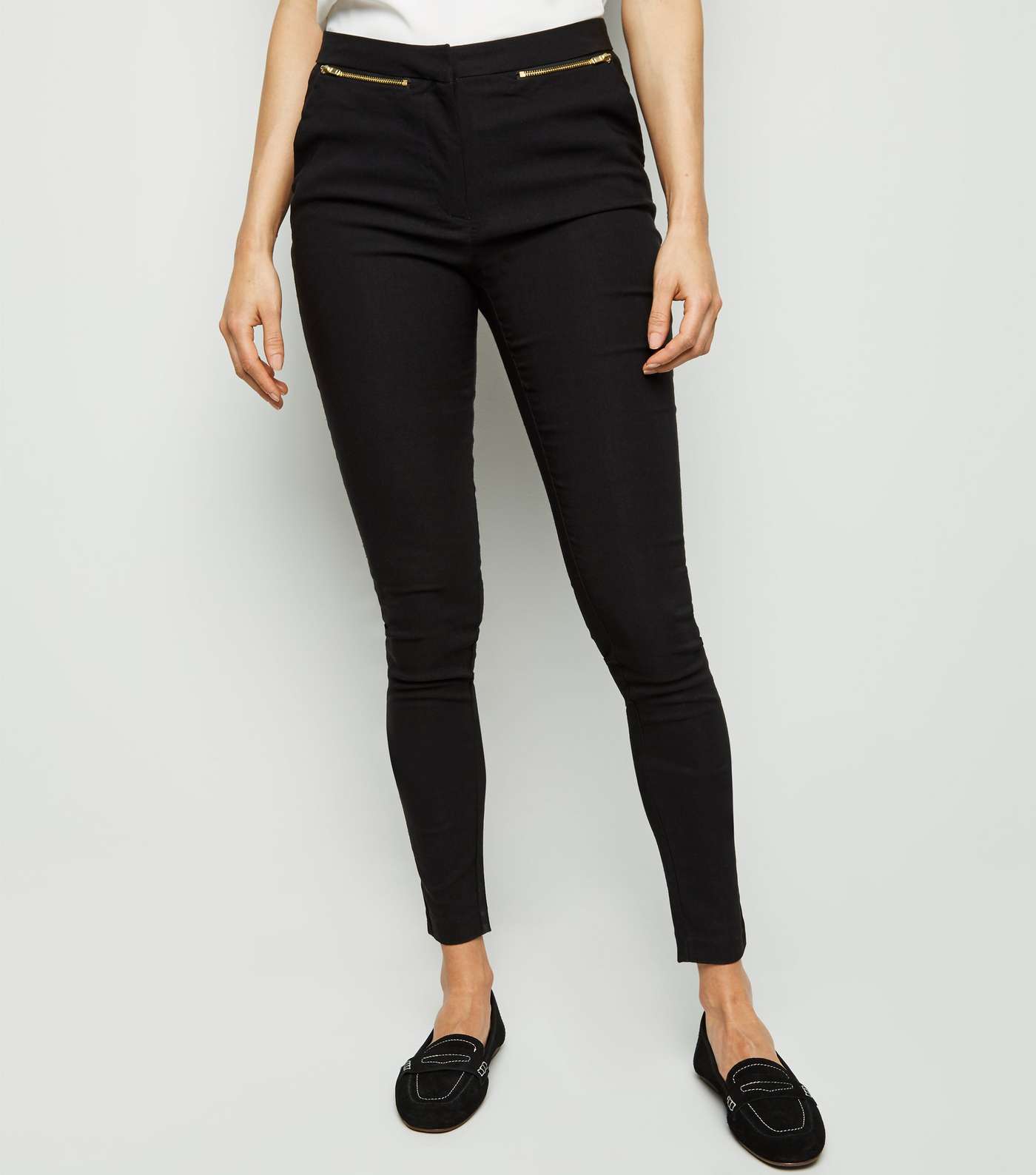 Black Long Length Slim Fit Trousers  Image 2