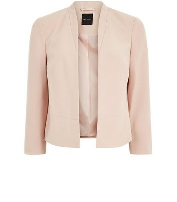 Shell Pink Cropped Smart Jacket New Look